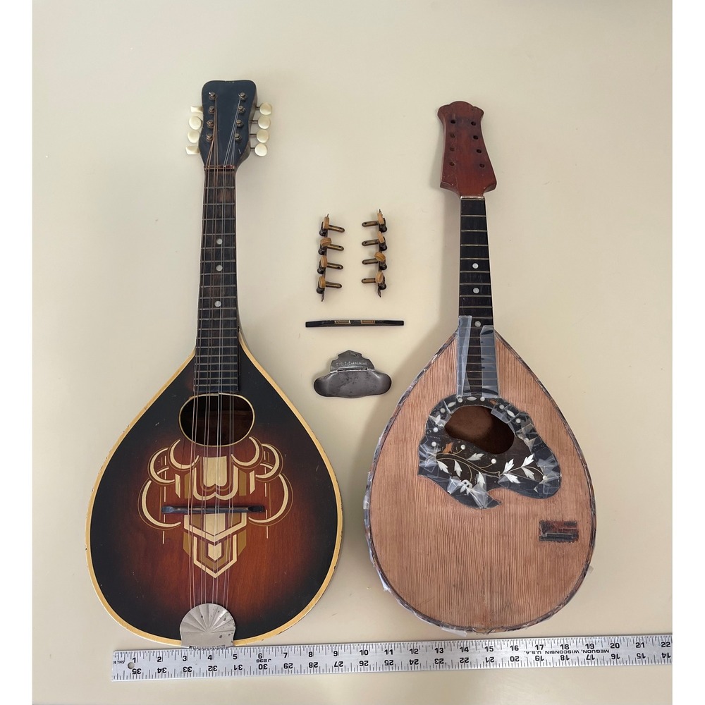Vintage Mandolin Project Lot Art Deco Stencil Jos Hausler Restoration Parts